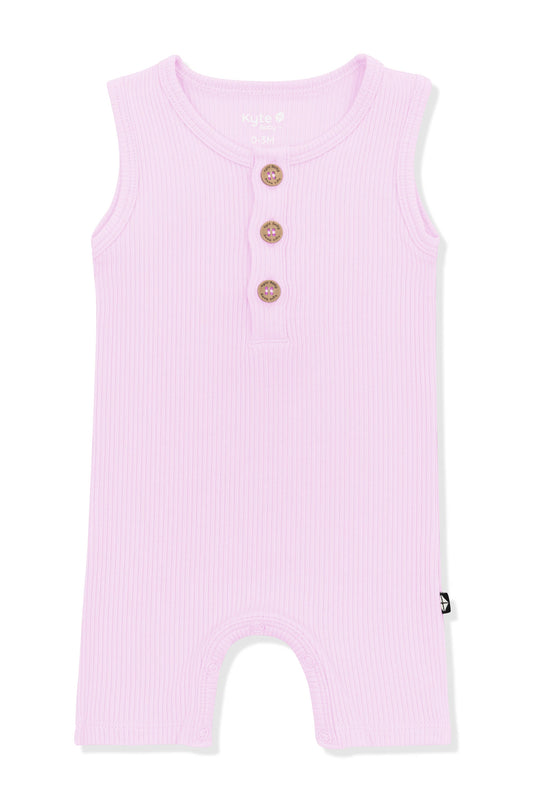 Ribbed Sleeveless Shortall in Thistle