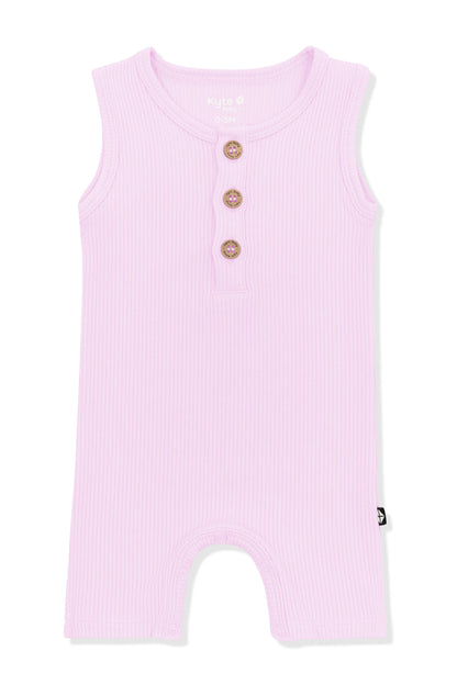 Ribbed Sleeveless Shortall in Thistle
