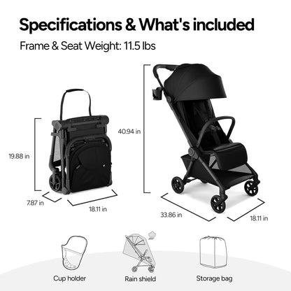 11.5 lbs - Ultralight Carbon Fiber Baby Stroller - One-Click Folding
