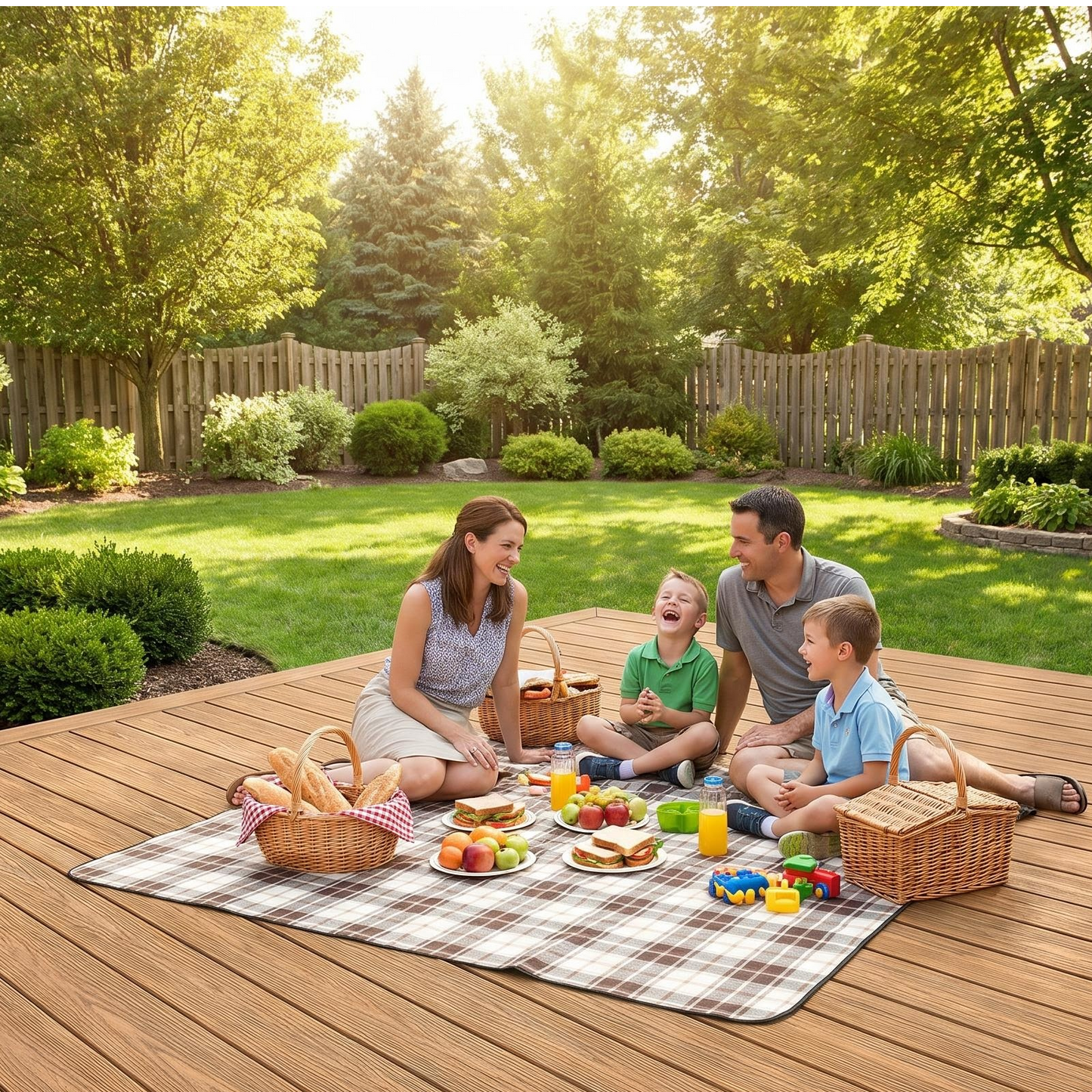 Modular Elevated Deck Tiles with Adjustable Pedestal Base, Snap-On No-Tool Installation, Weatherproof Wear-Resistant Wood-Plastic Composite, 3-Step Easy Install for Patio, Yard & Garden